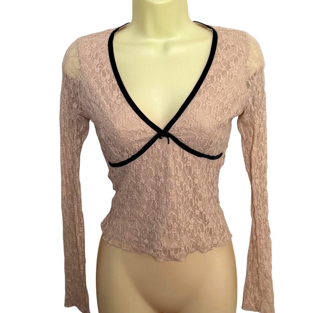 Thirty Thirty LA Blush Pink Lace V-Neck Top